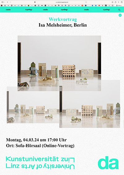 Plakat zum Werkvortrag von Isa Melsheimer