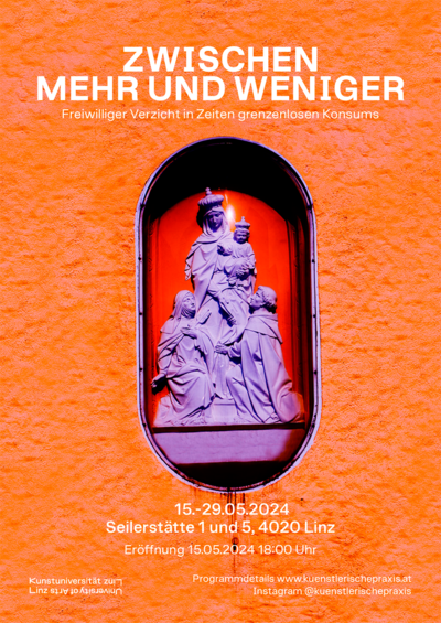 "ZWISCHEN MEHR UND WENIGER " Flyer Vorderseite zur Ausstellung